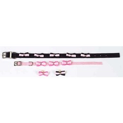 Embellished Grosgrain stripe Rhinestone Bows Collar